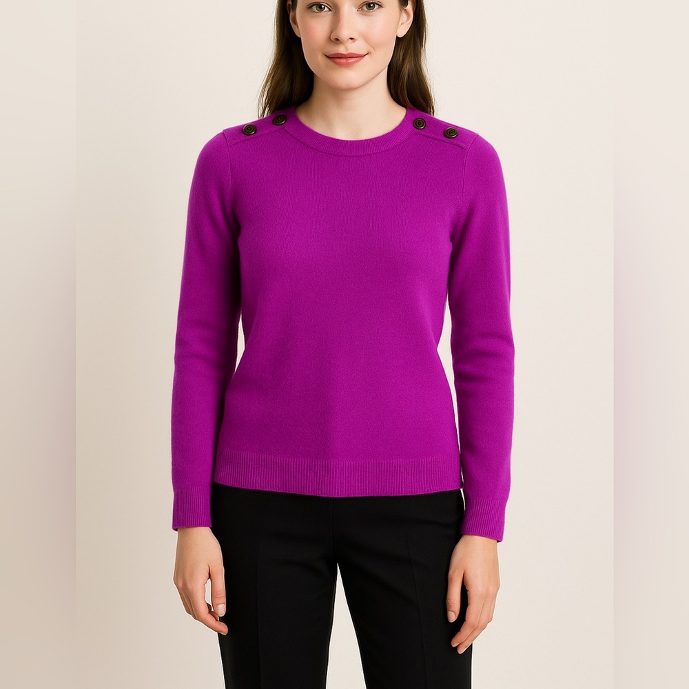 Wallace Merino Wool Magenta Sweater Small Quiet Luxury Lightweight Mikimalist